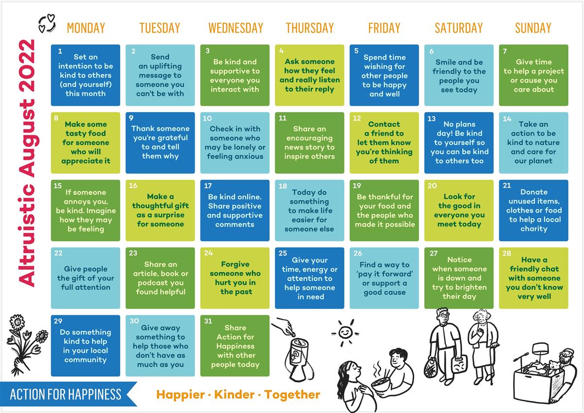 Image of Action Calendar #AltruisicAugust